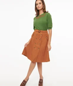Unique Vintage Midi|Skirts>Amber Belted Midi Skirt
