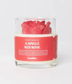Unique Vintage All Things Red|Gifts For The Home>A Single Red Rose Candle