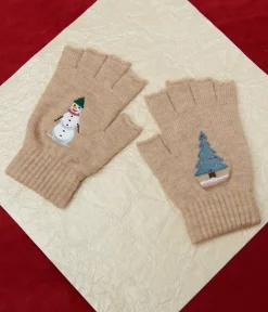 Unique Vintage Gloves & Scarves>Banned Cream Snow Season Fingerless Gloves