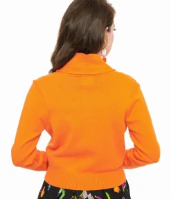 Unique Vintage Sweaters & Cardigans|Work Wear>Banned 1950s Pumpkin Orange Cropped Cardigan