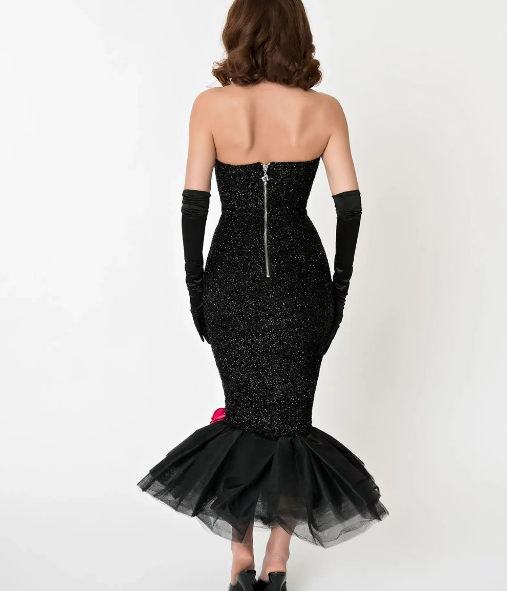 Unique Vintage Pencil|Everyday Dresses>Barbie™ x Black Solo In The Spotlight Strapless Wiggle Dress