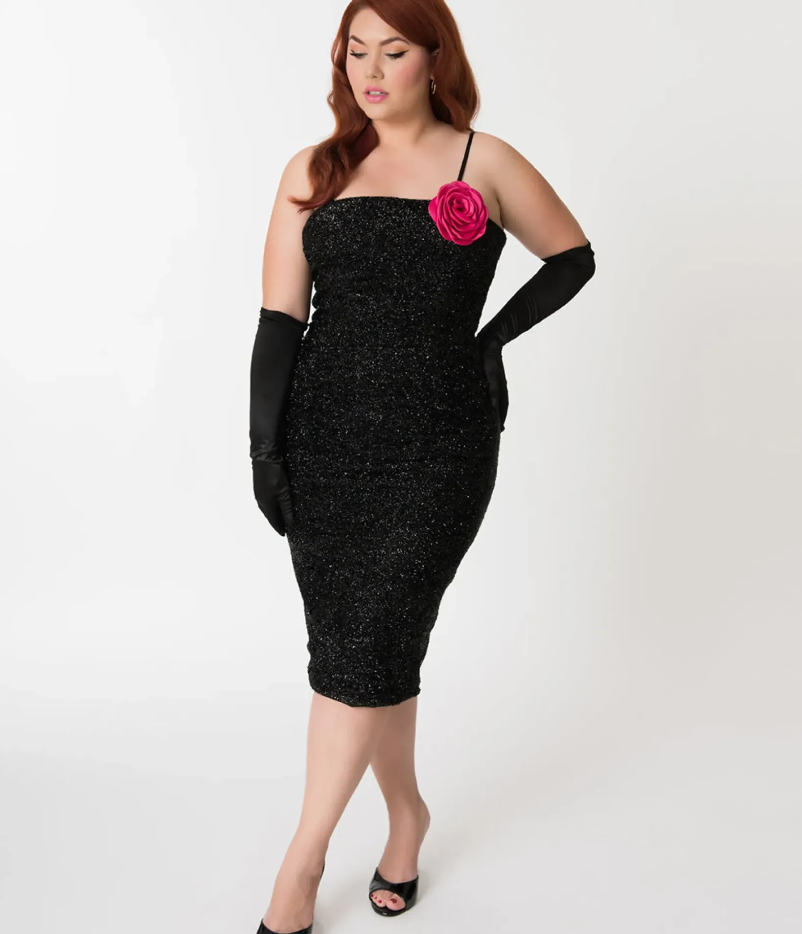 Unique Vintage Pencil|Everyday Dresses>Barbie™ x Black Solo In The Spotlight Strapless Wiggle Dress
