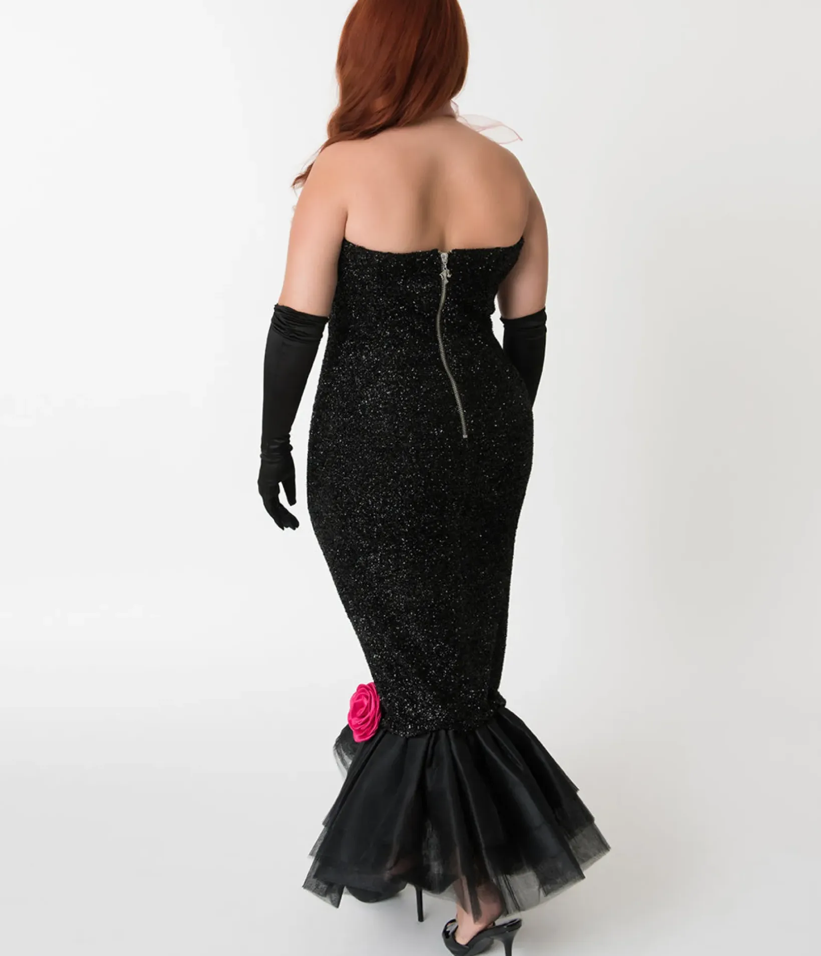 Unique Vintage Pencil|Everyday Dresses>Barbie™ x Black Solo In The Spotlight Strapless Wiggle Dress