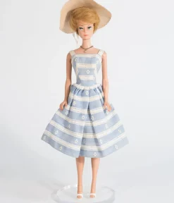Unique Vintage Swing|Pocket Dresses>Barbie™ x Blue & White Suburban Shopper Sundress