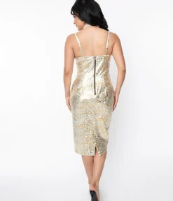 Unique Vintage Pencil|Everyday Dresses>Barbieª x Golden Girl Brocade Sheath Dress