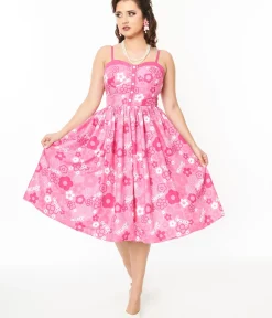 Unique Vintage Swing|Everyday Dresses>Barbie x Pink Barbie Print Swing Dress