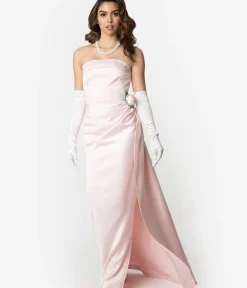 Unique Vintage Pencil|Everyday Dresses>Barbie™ x Pink Satin Strapless Enchanted Evening Gown