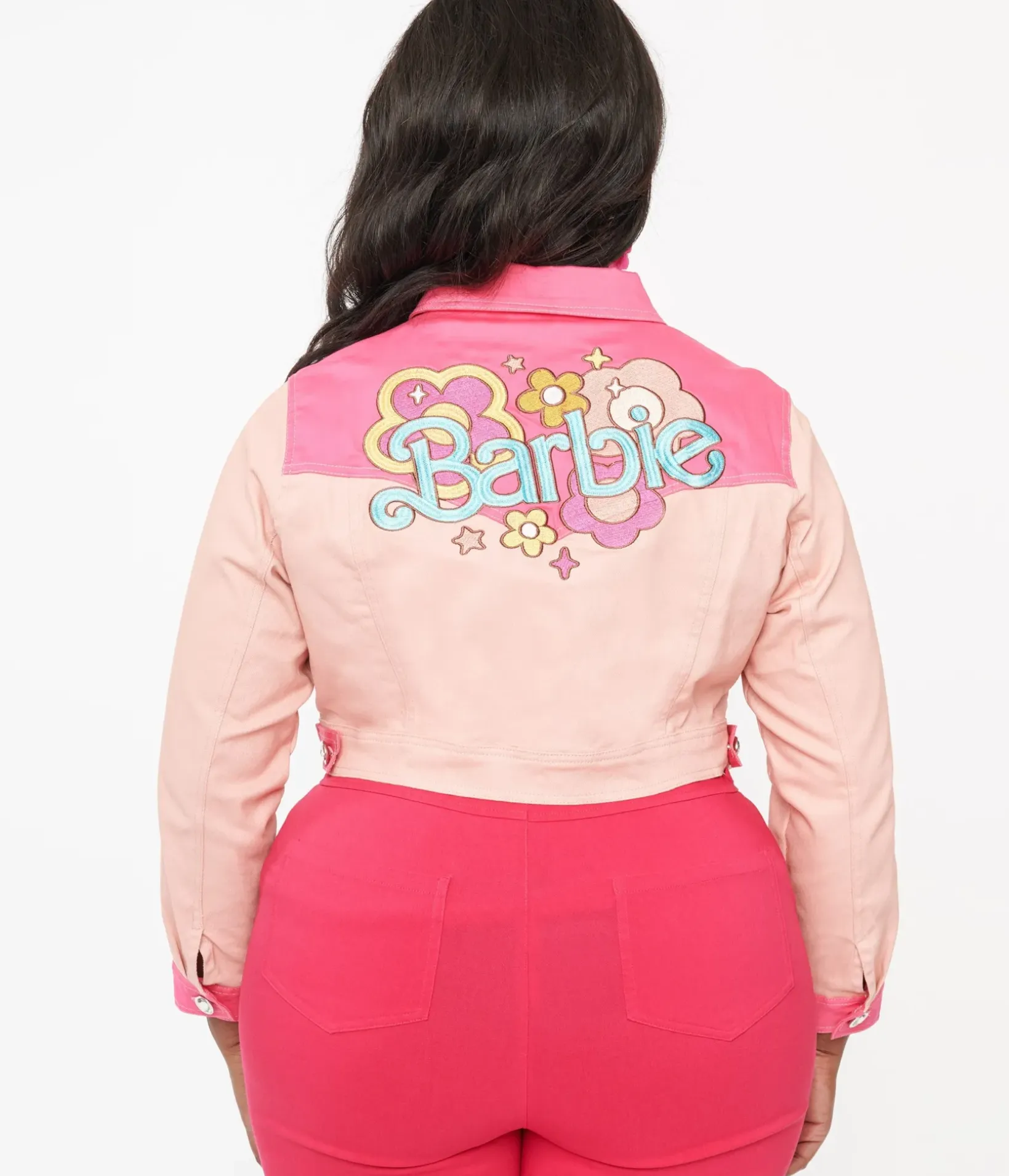 Unique Vintage Jackets|Coats & Jackets>Barbie x Plus Size Pink Barbie Denim Western Jacket