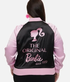 Unique Vintage Jackets|Coats & Jackets>Barbie x Plus Size Pink & Black OG Barbie Long Sleeve Bomber Jacket