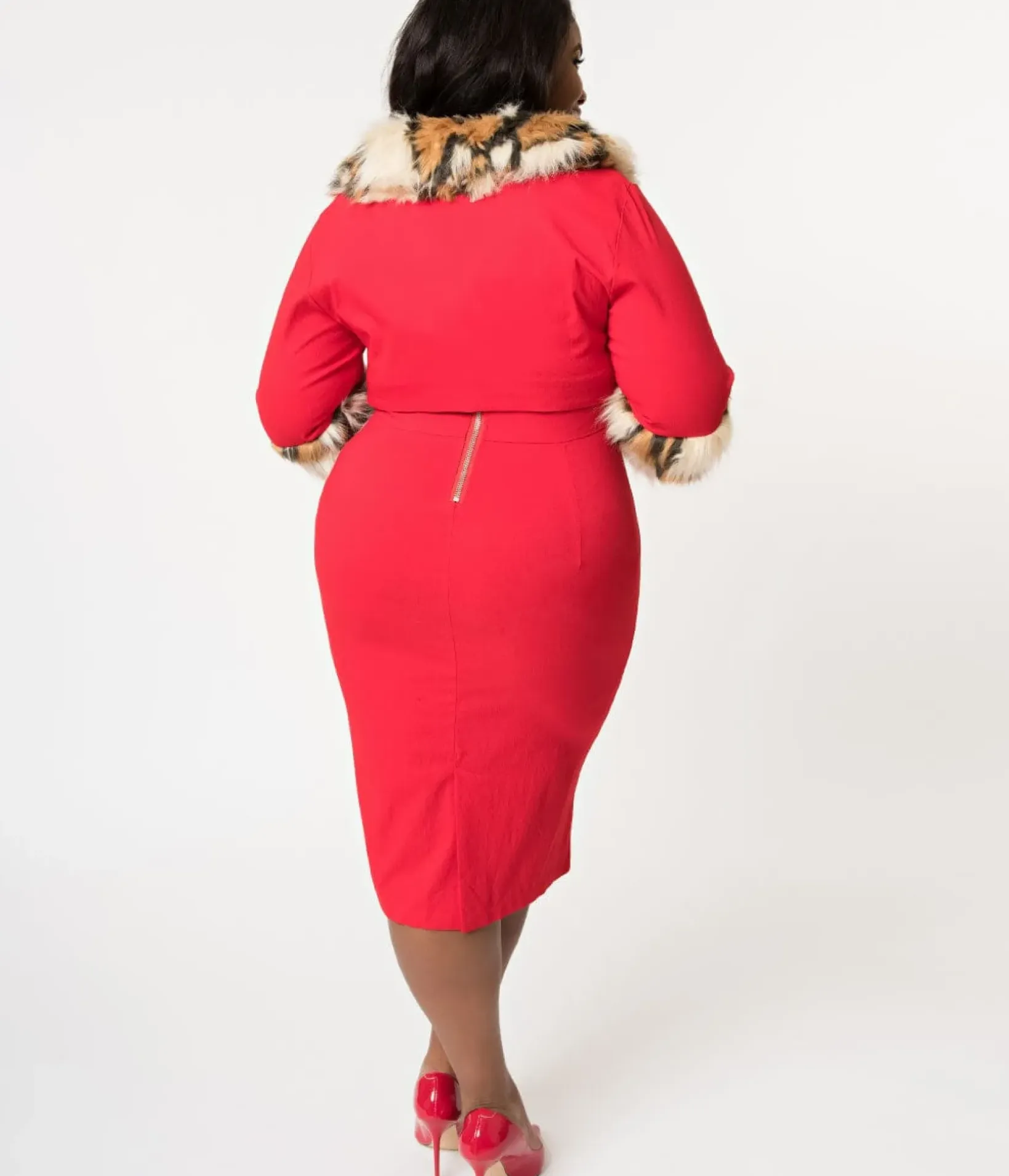 Unique Vintage All Things Red>Barbie x Plus Size Red Matinee Fashion Sheath Dress & Jacket