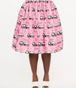 Unique Vintage Skirts|Skirts>Barbie x Plus Size 1970s Pink Barbie Bus Gellar Swing Skirt