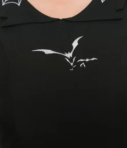 Unique Vintage Fit & Flare|Fit & Flare>Black Bat Collar Flare Dress