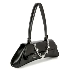 Unique Vintage Novelty Bags>Black Chain & Rhinestone Accented Unique Handbag