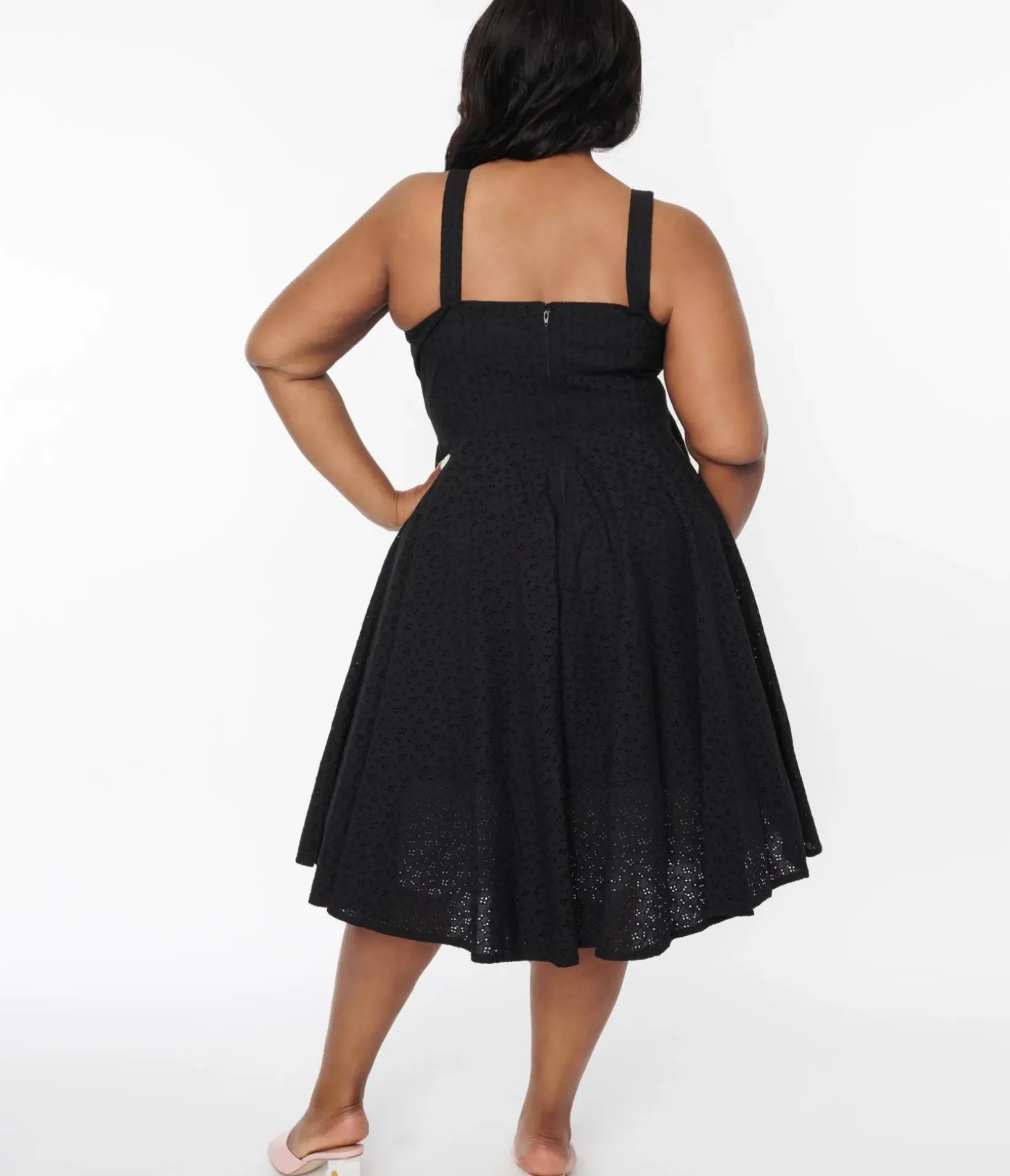 Unique Vintage Swing|Swing>Black Eyelet Bianca Swing Dress