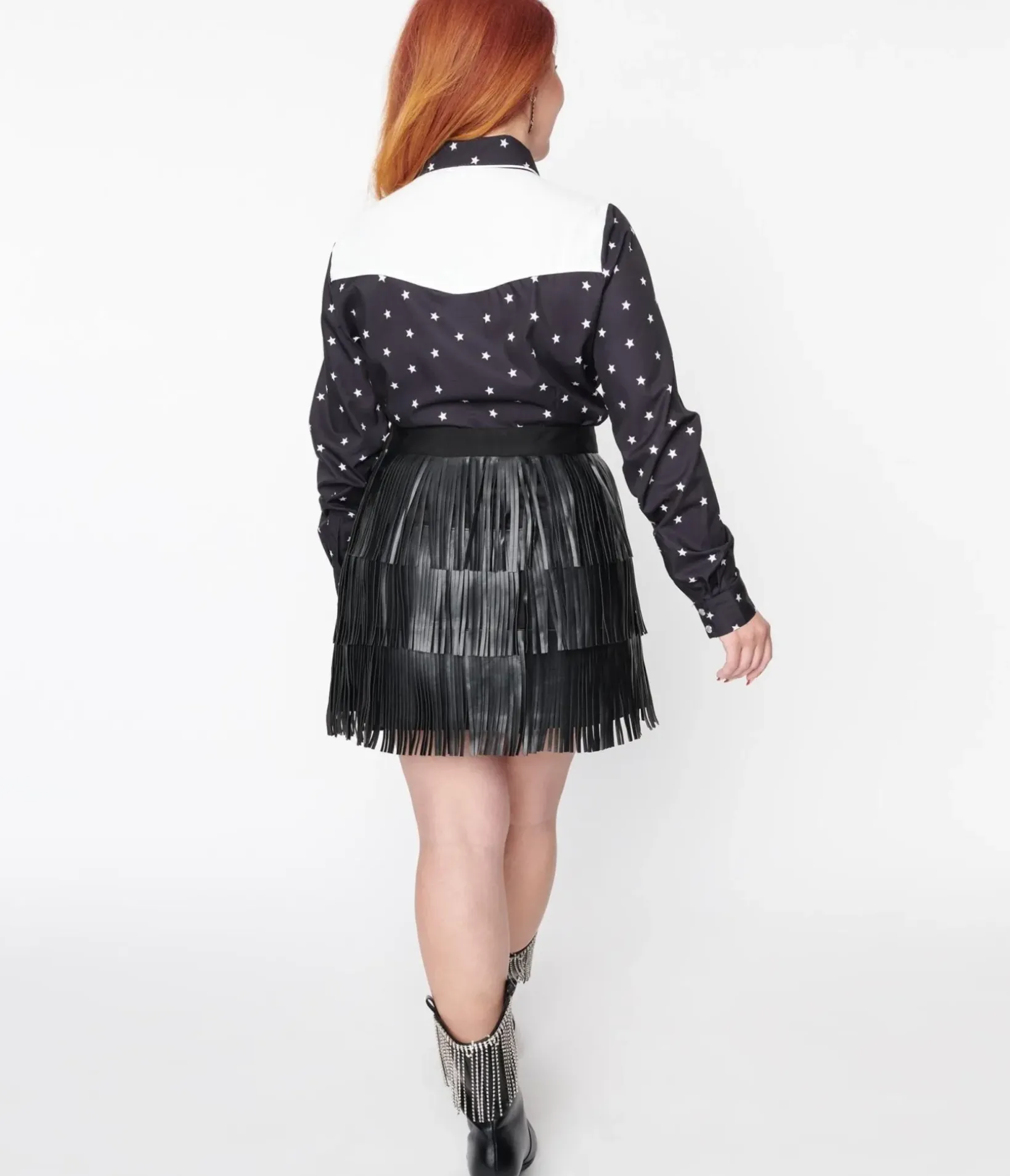 Unique Vintage Skirts|Skirts>Black Faux Leather Fringe Mini Skirt