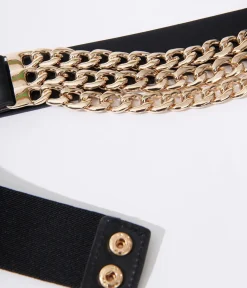 Unique Vintage Concert & Festivals|Belts>Black & Gold Chain Link Belt