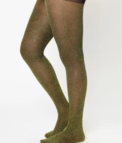 Unique Vintage Flapper Accessories|Stockings & Tights>Black & Gold Shimmer Lurex Tights
