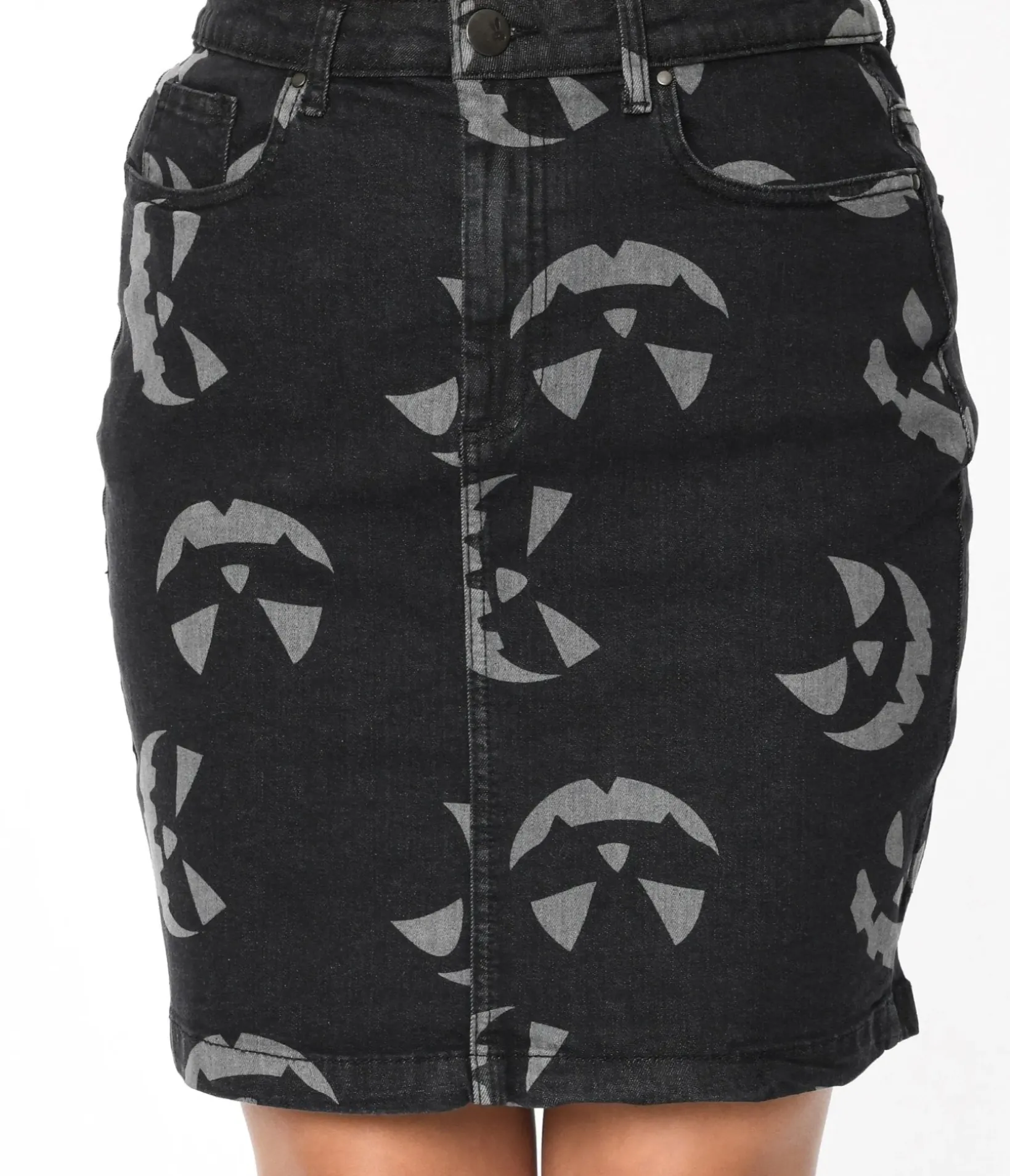 Unique Vintage Skirts|Skirts>Black & Grey Jack O Lantern Skirt