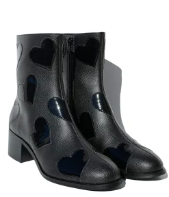 Unique Vintage Boots>Black Heart to Heart Ankle Boot