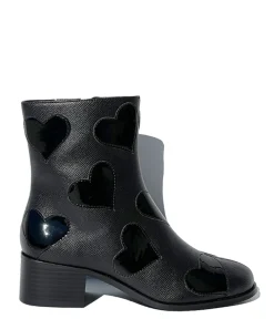 Unique Vintage Boots>Black Heart to Heart Ankle Boot