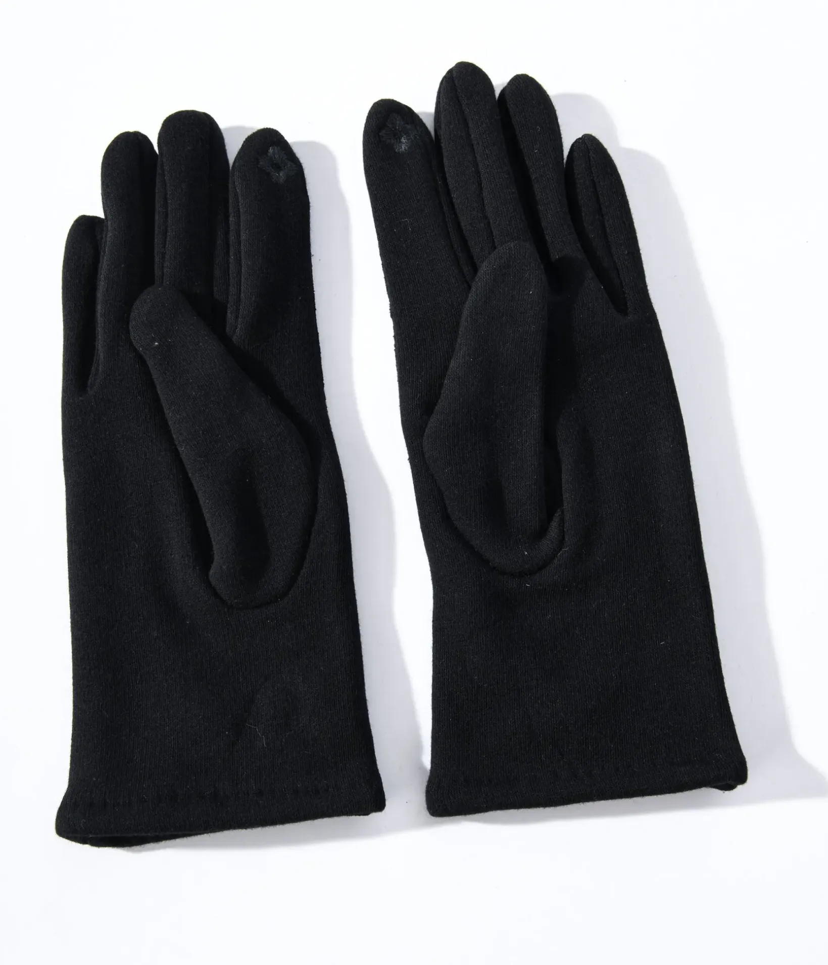 Unique Vintage Gloves & Scarves>Black Leather Bow Lined Texting Gloves