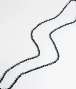 Unique Vintage Special Occasion|Work Wear>Black 60" Long Pearl Necklace