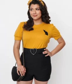 Unique Vintage Shorts>Black Love Your Curves Shorts