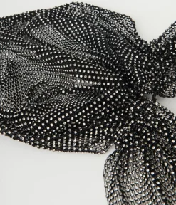 Unique Vintage Hair Scarves|Gloves & Scarves>Black Mesh & Silver Rhinestone Headscarf
