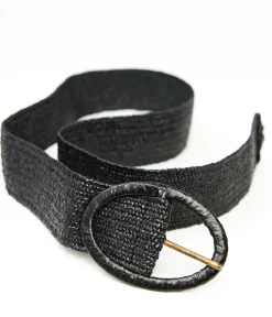 Unique Vintage Belts>Black Oval Buckle Belt