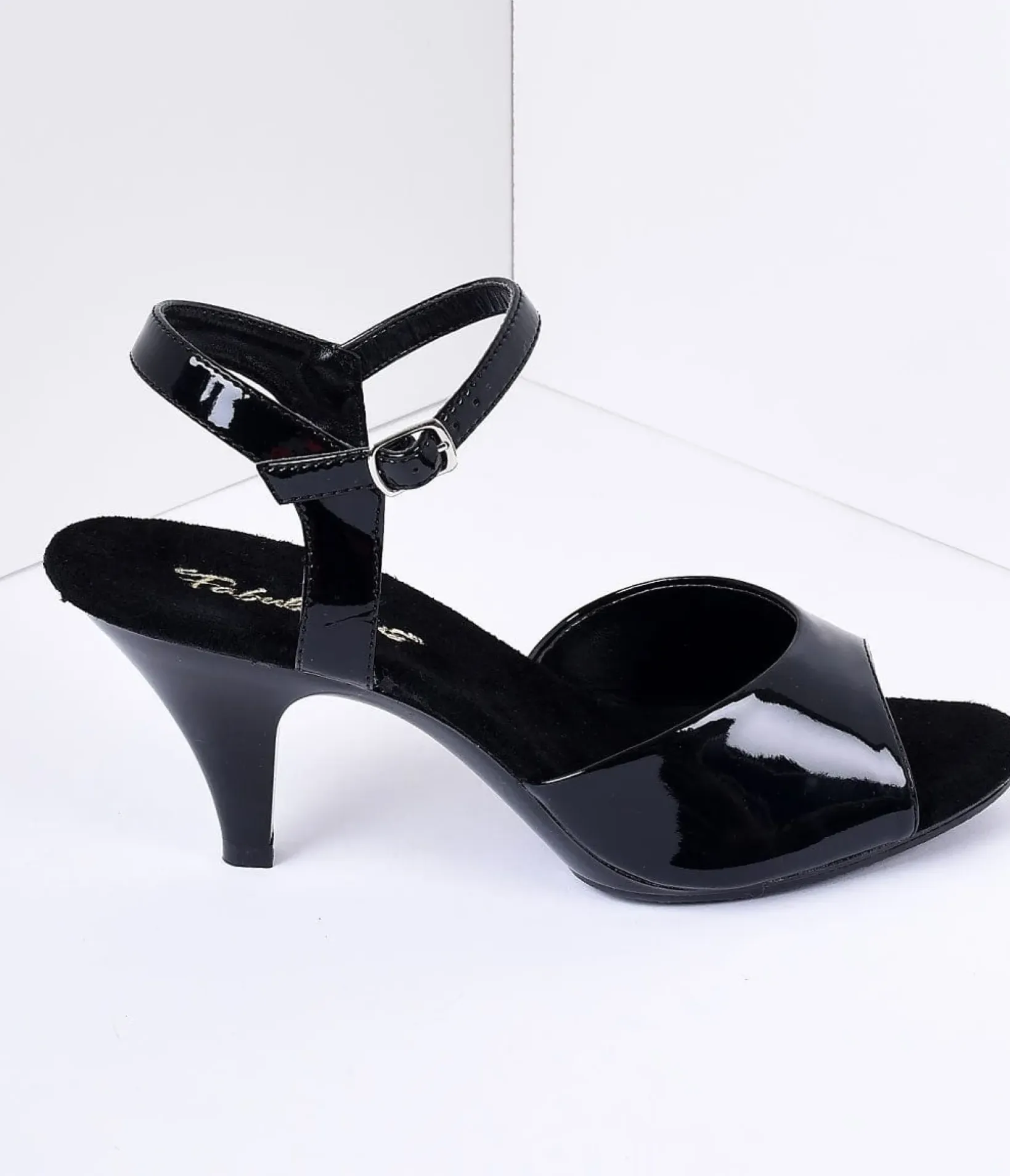 Unique Vintage Disney Bounding|Work Wear>Black Patent Leather Belle Sandal Pump