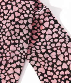 Unique Vintage All Things Pink|Hair Scarves>Black & Pink Hearts Hair Scarf