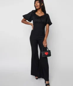 Unique Vintage Rompers & Jumpsuits|Rompers & Jumpsuits>Black Polka Dot Dina Jumpsuit