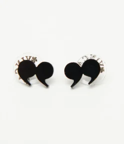 Unique Vintage Earrings>Black Quotation Mark Stud Earrings