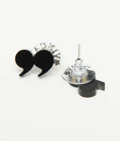 Unique Vintage Earrings>Black Quotation Mark Stud Earrings