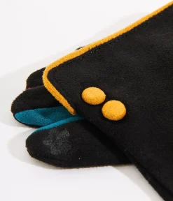 Unique Vintage Gloves & Scarves>Black & Rainbow Finger Gloves