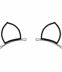 Unique Vintage Hair Clips>Black Rhinestone Cat Ear Bobby Pins