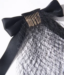 Unique Vintage Special Occasion|Wedding Accessories>Black Ribbon Veil