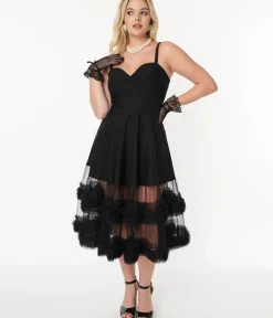 Unique Vintage Swing|Swing>Black Roman Holiday Tulle Swing Dress