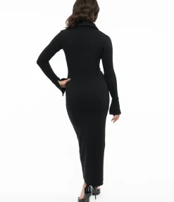 Unique Vintage Pencil|Maxi>Black Salem Spiderweb Collar Maxi Dress