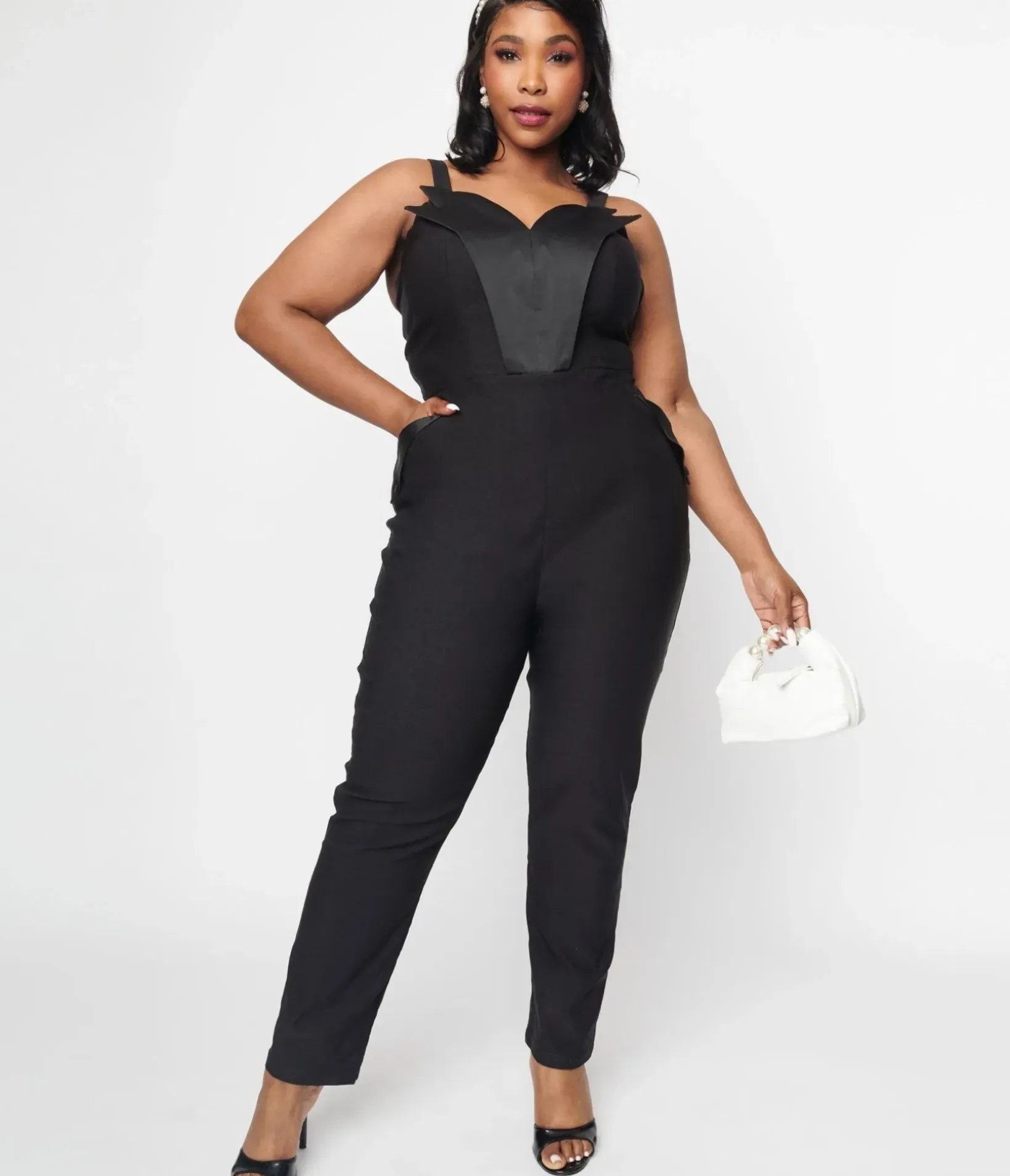Unique Vintage Rompers & Jumpsuits|Rompers & Jumpsuits>Black Tuxedo Jumpsuit