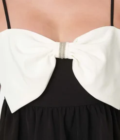 Unique Vintage Babydoll|Babydoll>Black & White Big Bow Cabello Babydoll Dress