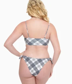 Unique Vintage Two Piece Swim>Black & White Plaid Two Piece Swim Set