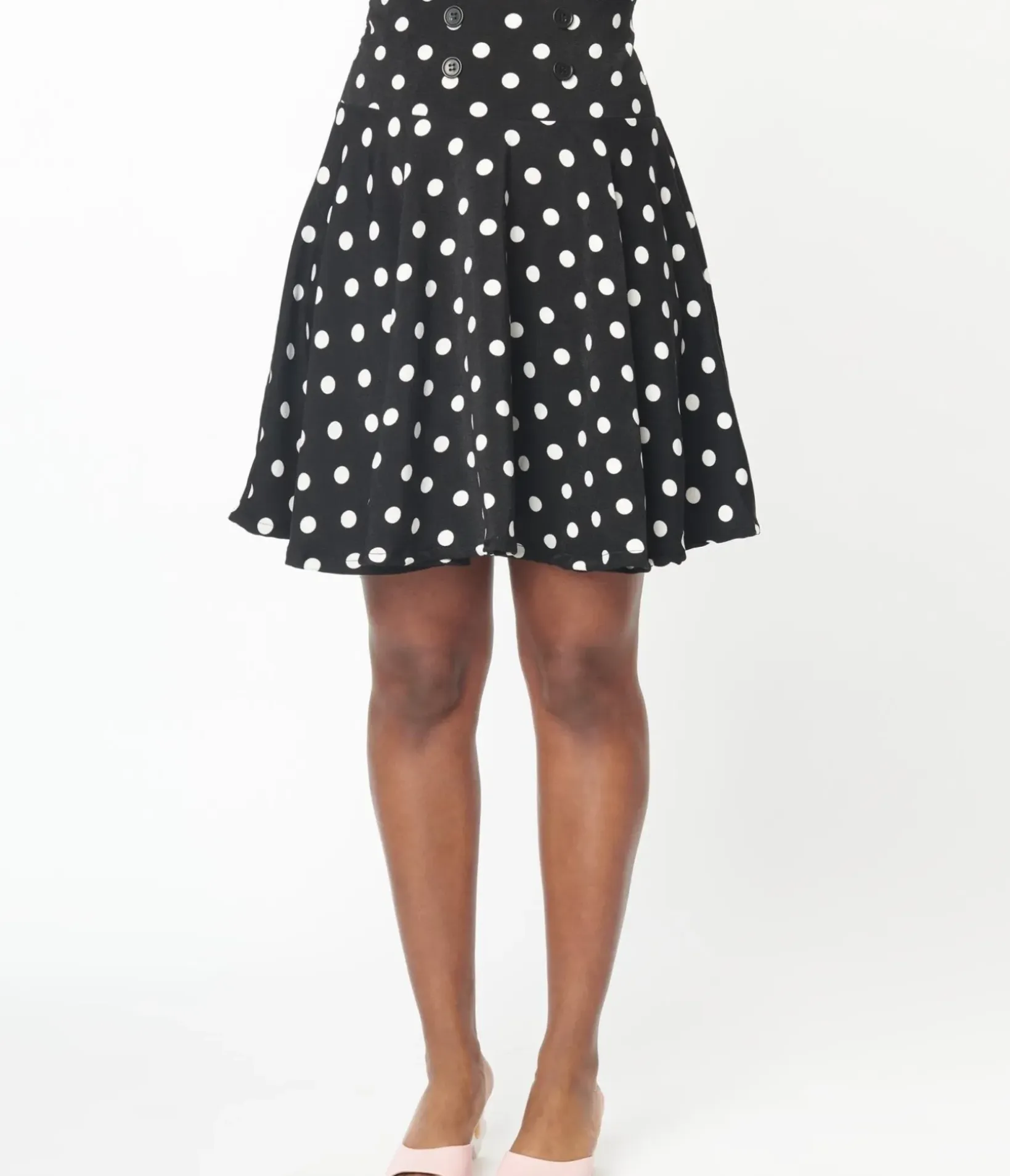 Unique Vintage Skirts|Skirts>Black & White Polka Dot Swing Skirt