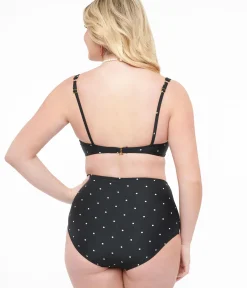 Unique Vintage Two Piece Swim|Two Piece Swim>Black & White Polka Dot Two Piece Swim Set