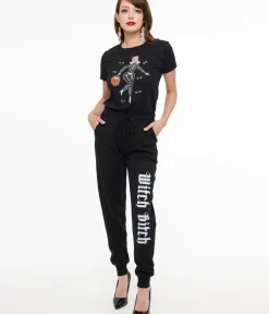 Unique Vintage Pants|Pants>Black Witch Bitch Fleece Sweatpants