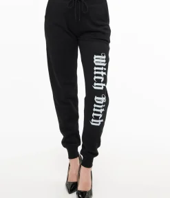 Unique Vintage Pants|Pants>Black Witch Bitch Fleece Sweatpants