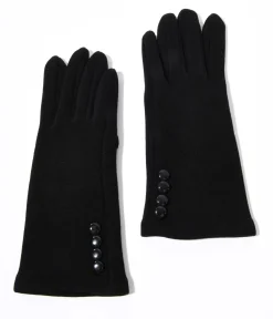 Unique Vintage Gloves & Scarves>Black Wrist Length Buttons Texting Gloves