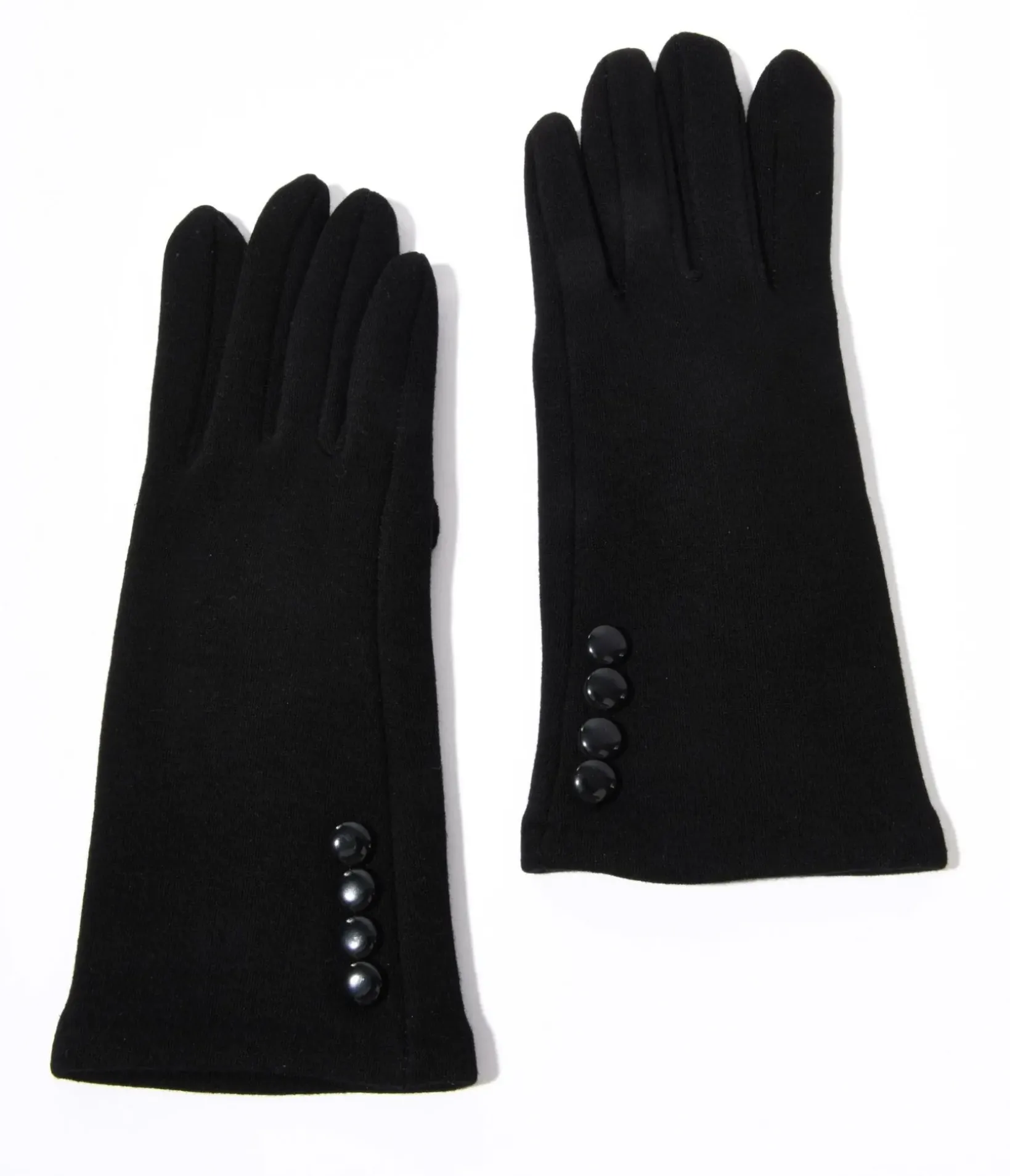 Unique Vintage Gloves & Scarves>Black Wrist Length Buttons Texting Gloves