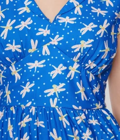 Unique Vintage Midi|Everyday Dresses>Blue Dragonfly Heather Midi Dress