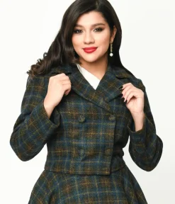 Unique Vintage Jackets|Coats & Jackets>Blue & Green Check Plaid Jacket
